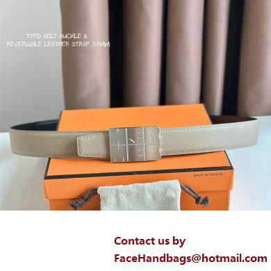 Hermes Typo belt buckle  &  Reversible leather strap 32 mm 05 2023